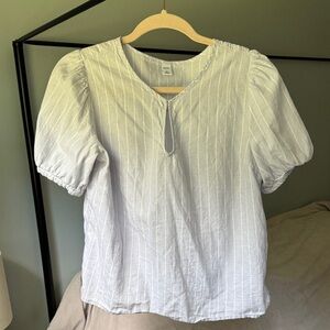 100% Cotton Old Navy Gray Puff Sleeve Blouse